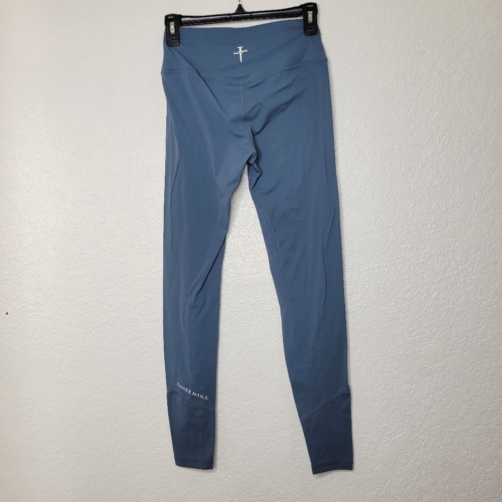Women's High-Waist Blue Performance Leggings - Picture 6 of 7